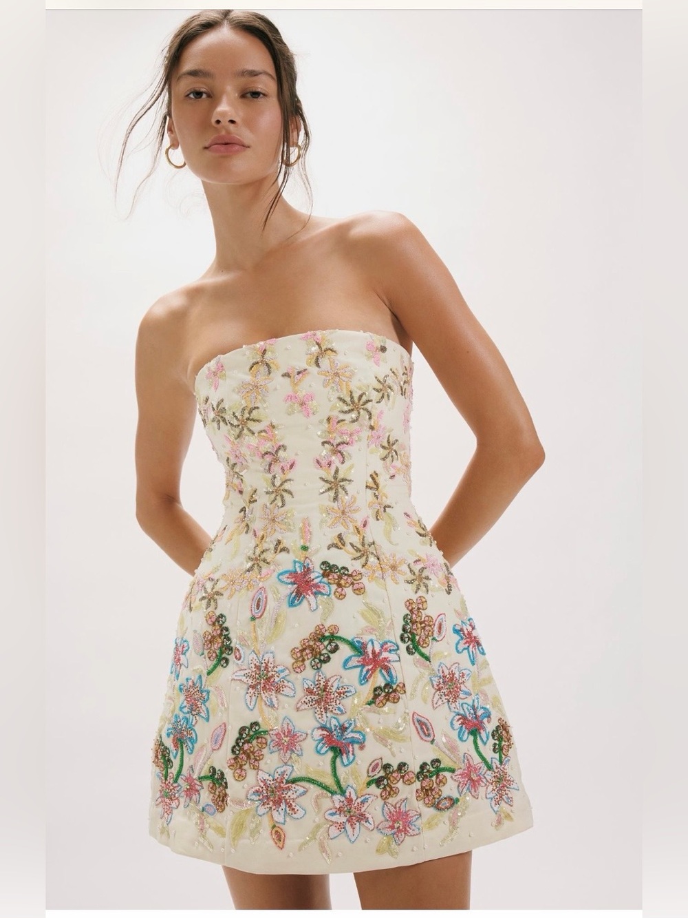 Free People La Fuori Solar Petal Embroidered Mini Dress NWT